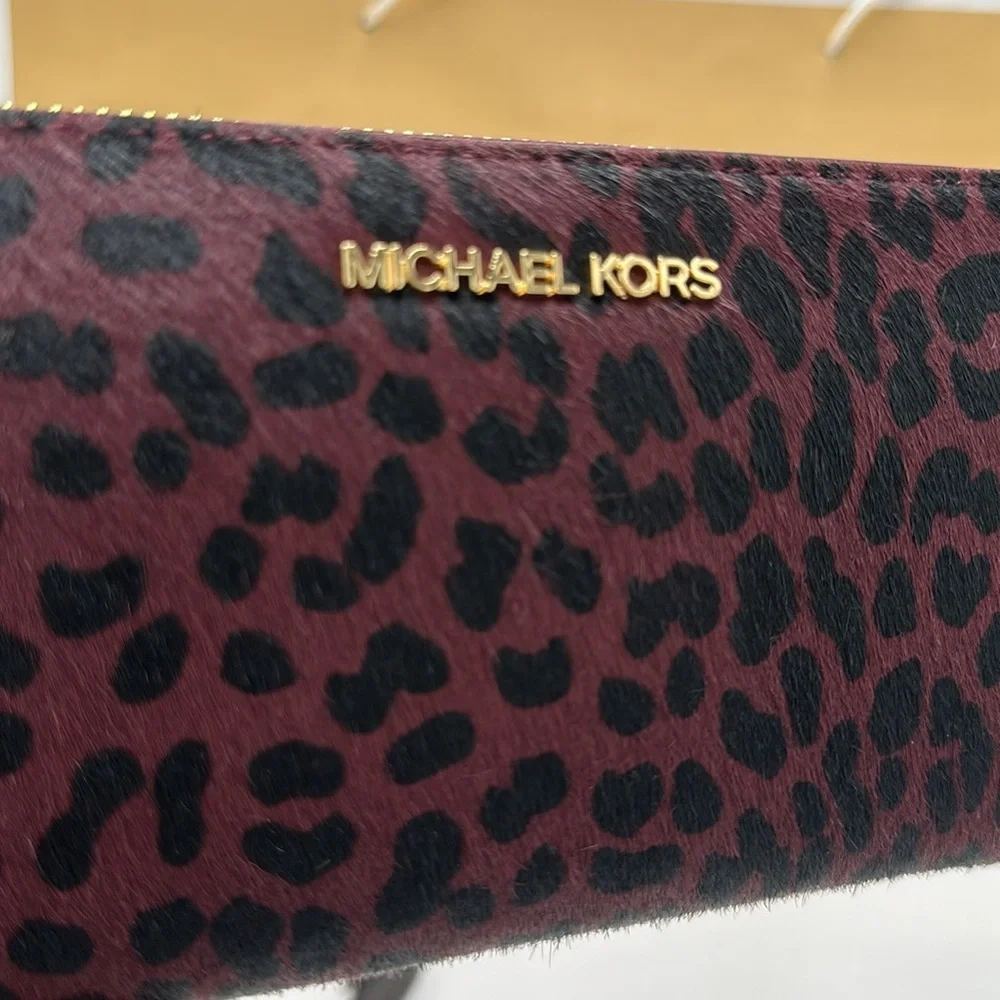 MICHAEL KORS Leather Large Continental Wristlet Phone Case Wallet Exotic Print